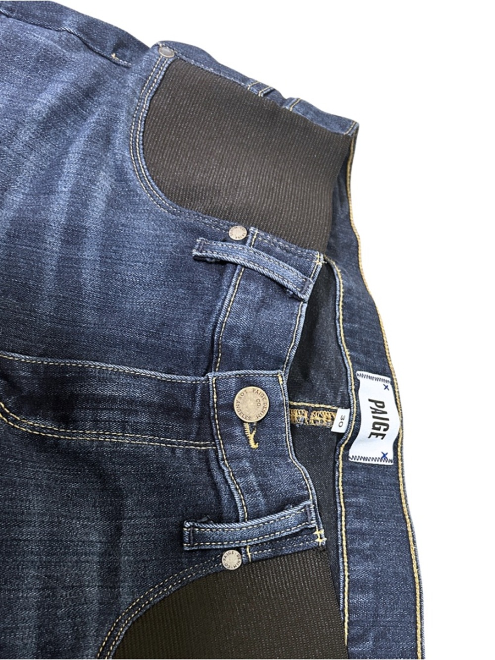PAIGE Dark Indigo Jeans with Black Maternity Stretch Panels
